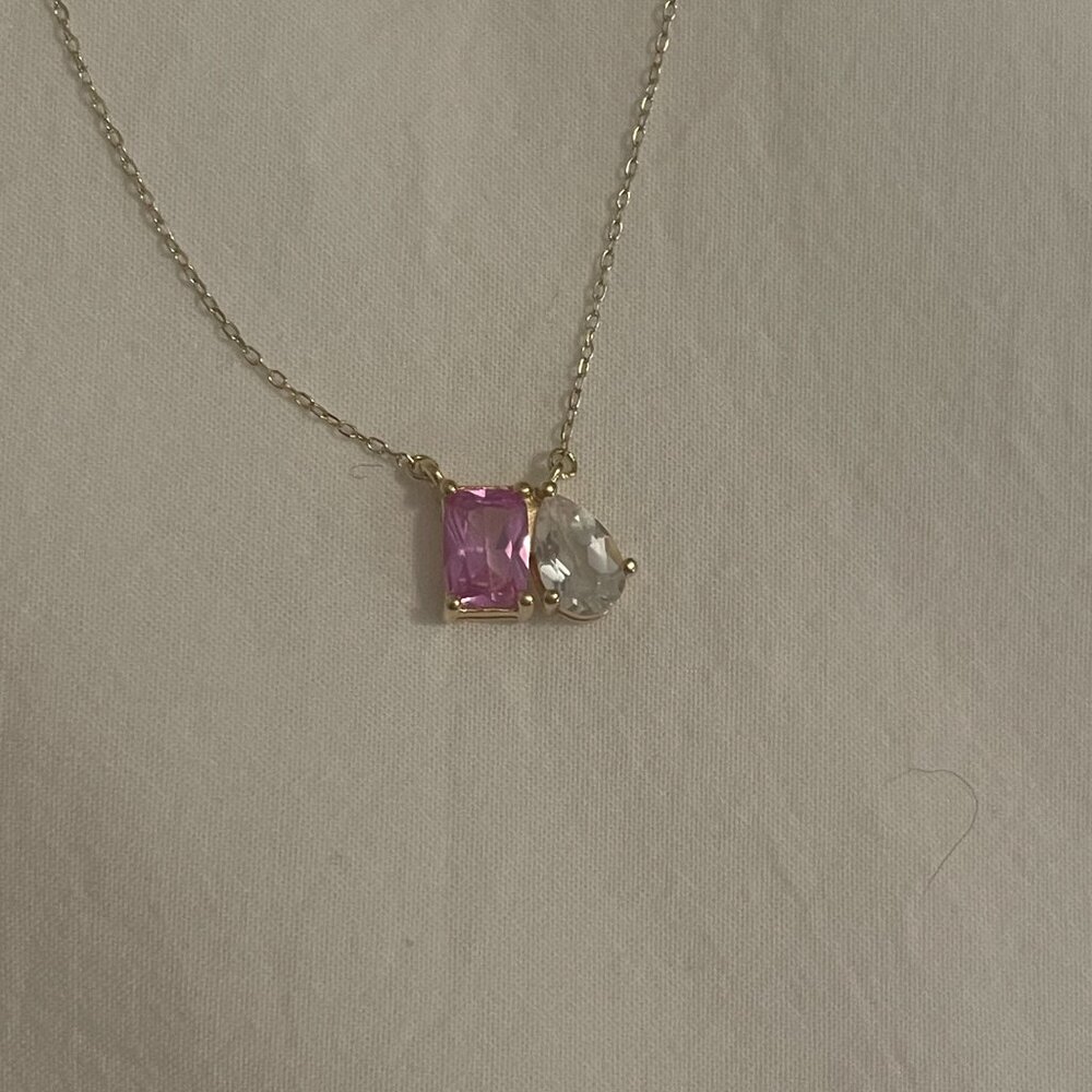 Aurate New York Toi et Moi Gemstone Necklace - Pink Tourmaline & White Topaz - Picture 5 of 5